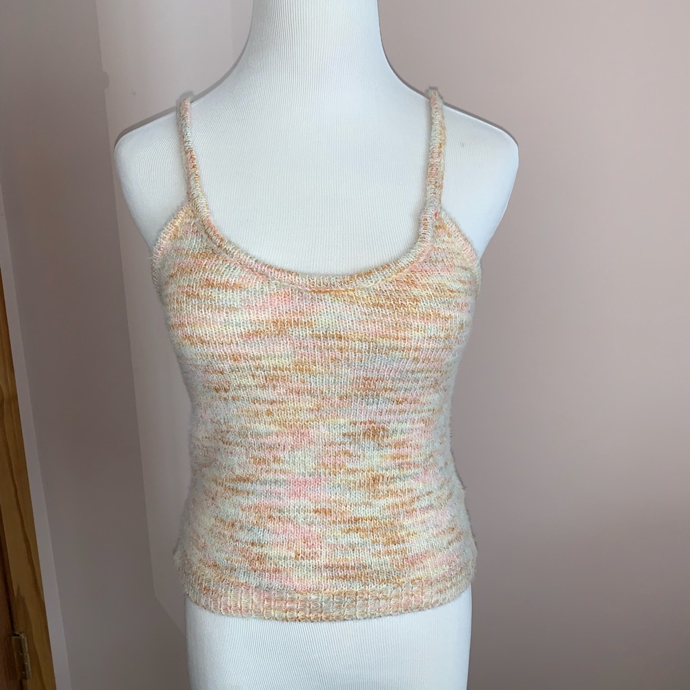 Multi colored sweater cropped tank top